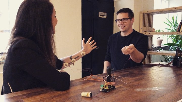 Some days are just more fun. Got a demo of a clients mind controller while I was there making portraits of them. She’s controlling my arm and hand with her movements. Technology eh?